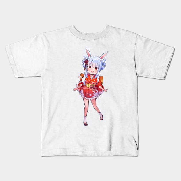 Usada Pekora Art Kids T-Shirt by Kent